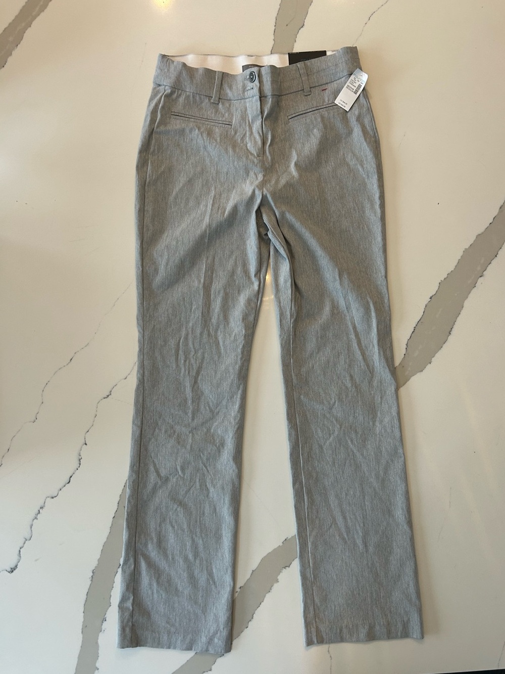 Ladies Light Gray Dress Pants - Classic Straight Fit Medium Regular